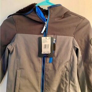 Gerry Boys Soft Shell Gray and Blue Hooded Jacket